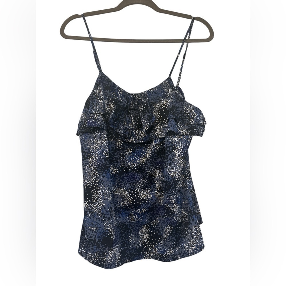 Banana Republic blouse tank polka dot bow‎ size 10 blues navy